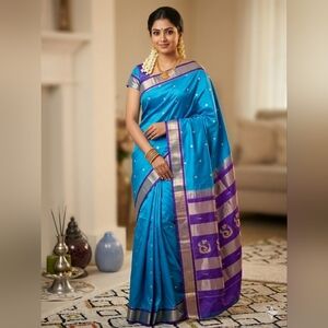 Women Authentic Pure Sulk Narali Paithani Saree Festive Royal Wedding
